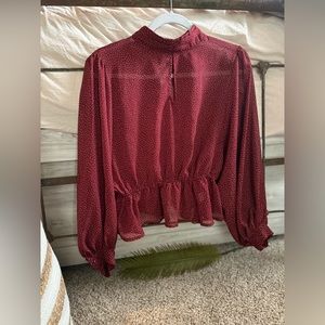 Maroon blouse with polka dots Size Small